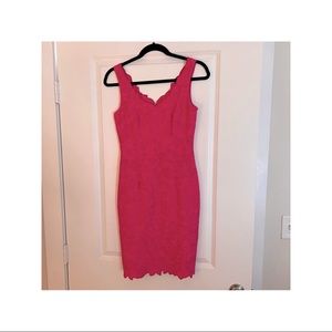 Hot Pink Antonio Melani Floral Scalloped Cocktail Dress